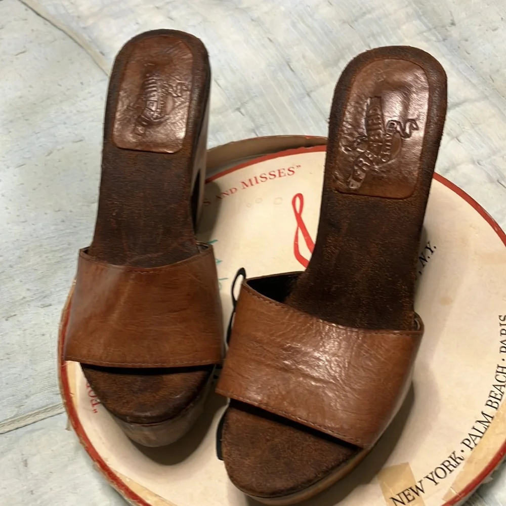 Vintage Freebird wood heels 10 leather upper - Picture 2 of 5